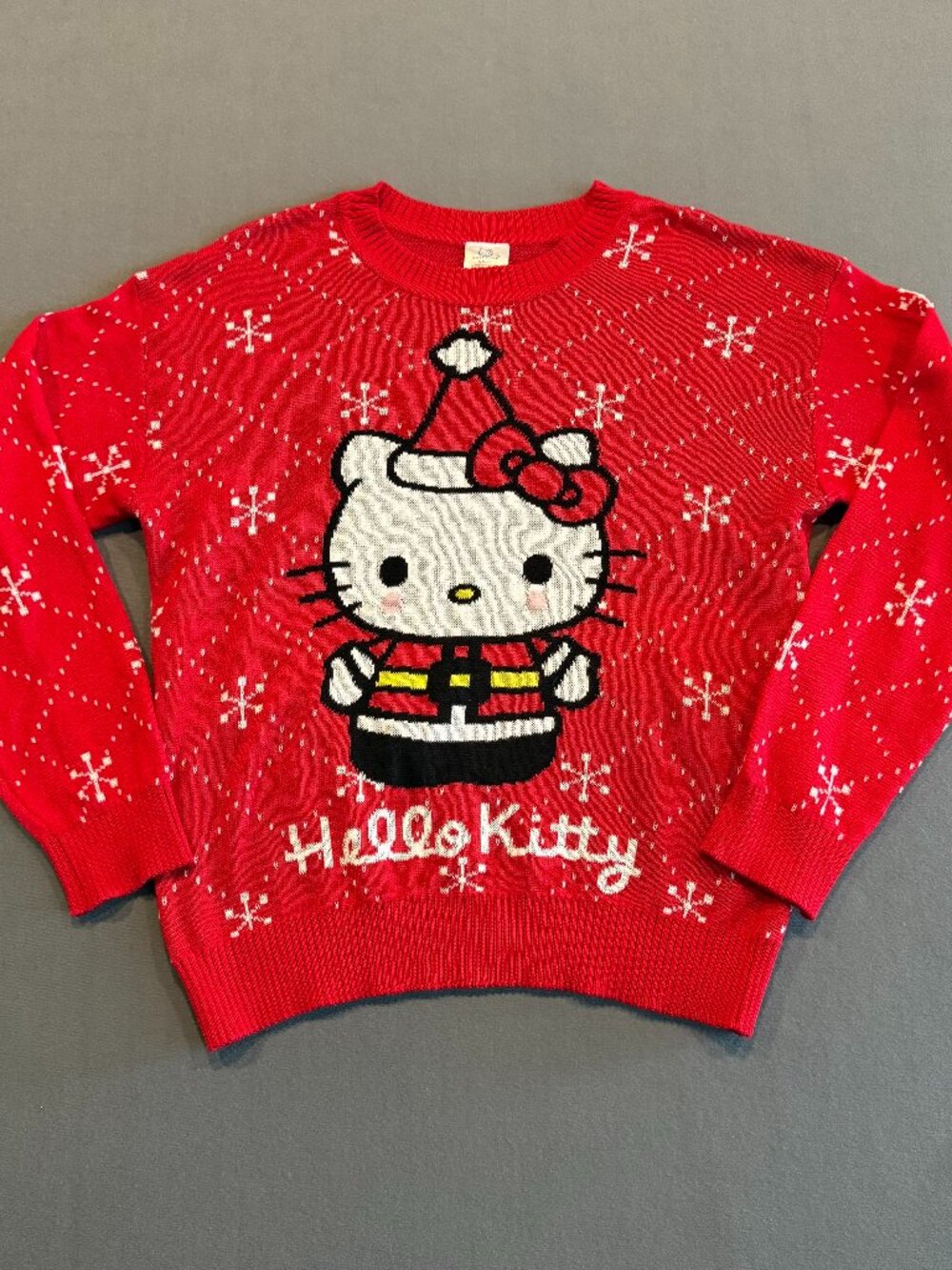 Hello Kitty Sanrio Christmas Sweater Youth XL 16-18 Red Santa Holiday Knit